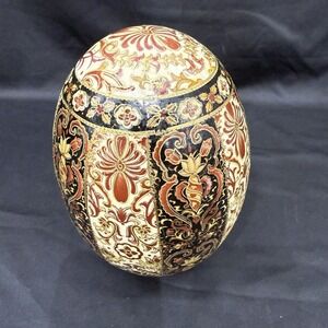Vintage Satsuma Moriage Asian Art Japanese Gold Floral Ceramic Egg 8"